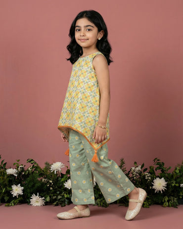 Sage Green Tile Palazzo Set