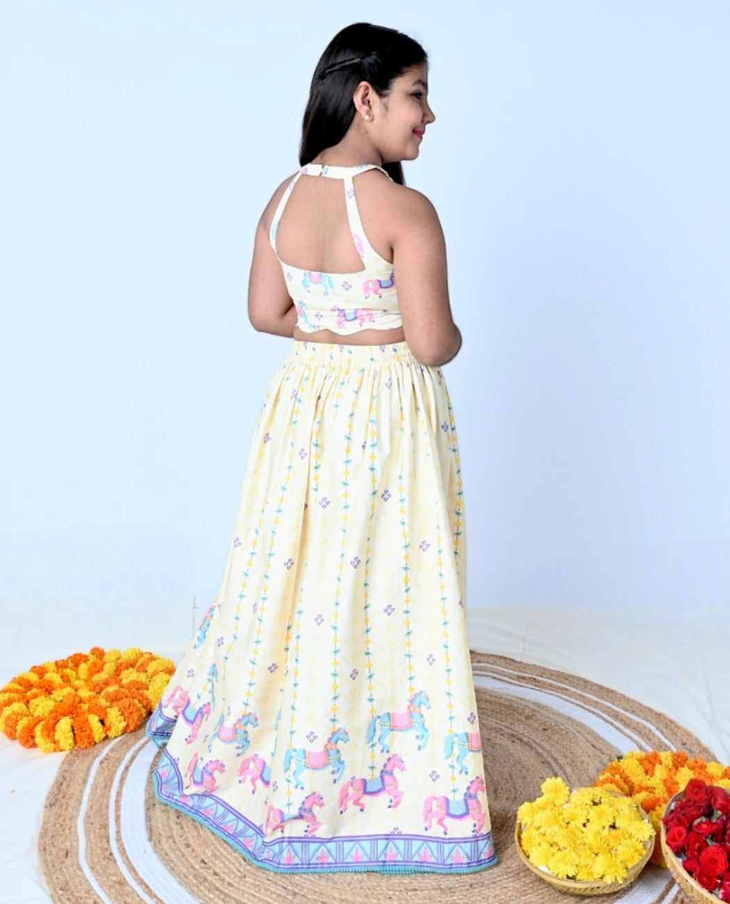 Shahi Godha Lehenga And Halter Neck Blouse