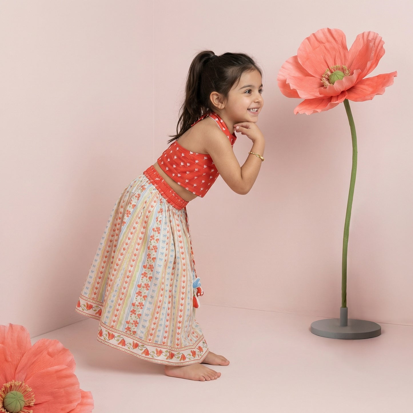 Red Bloom Lehenga Set