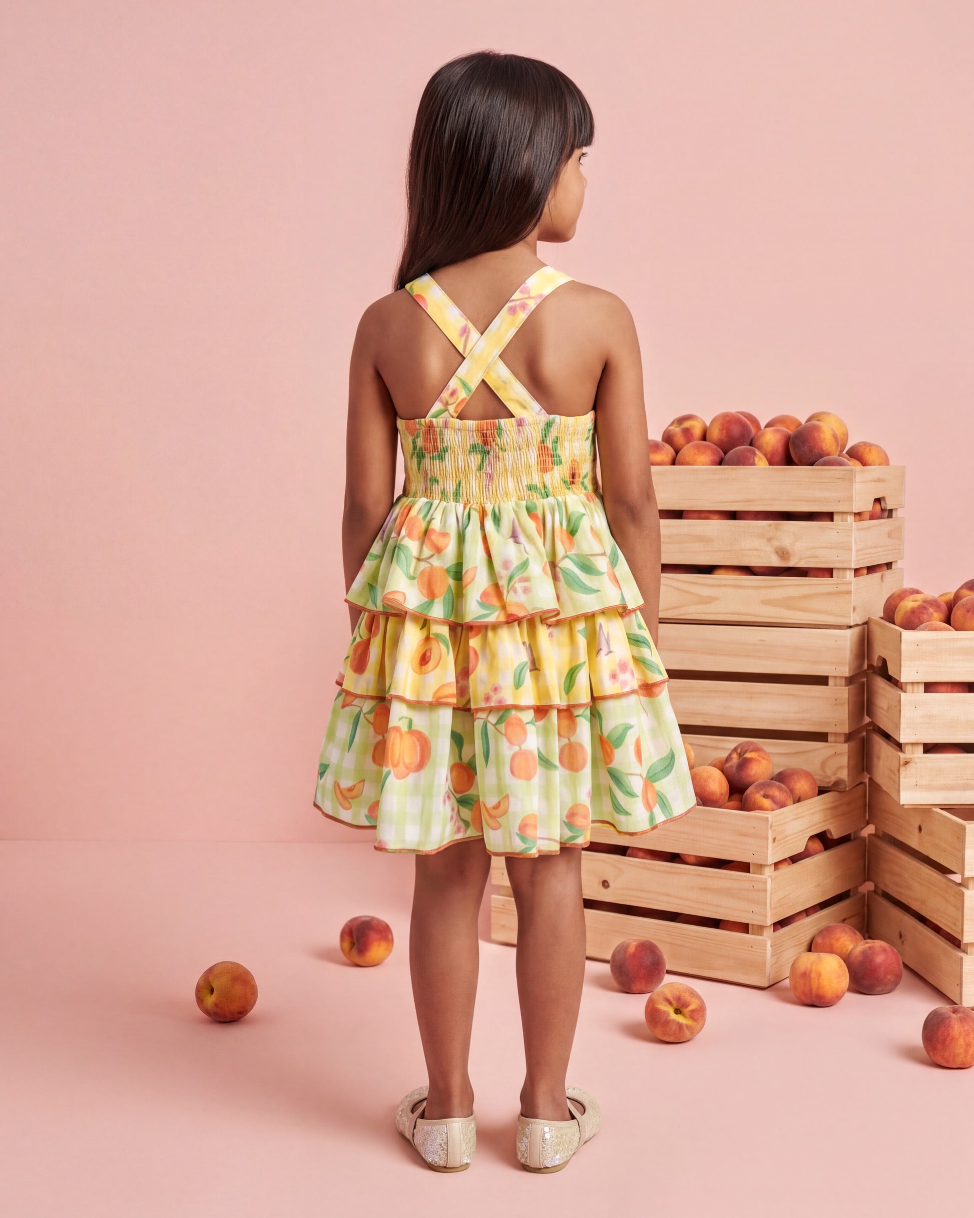 green and peach dress Green Peach Tropical Blythe Dress