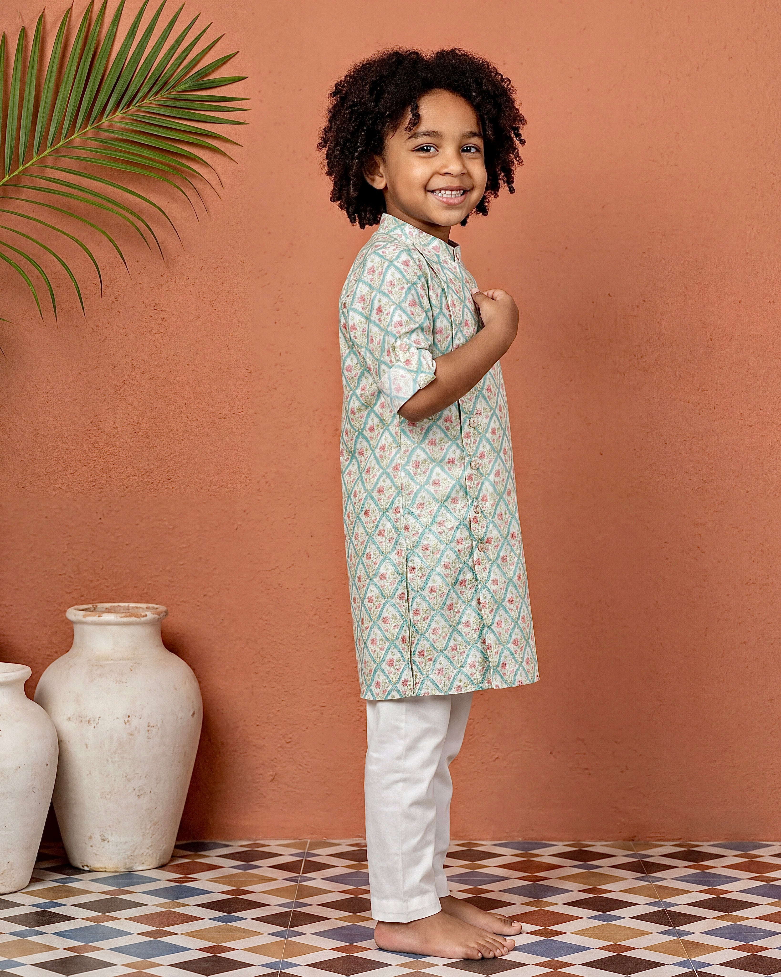 Mint Green Printed Kurta Pant Set