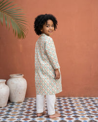 Mint Green Printed Kurta Pant Set