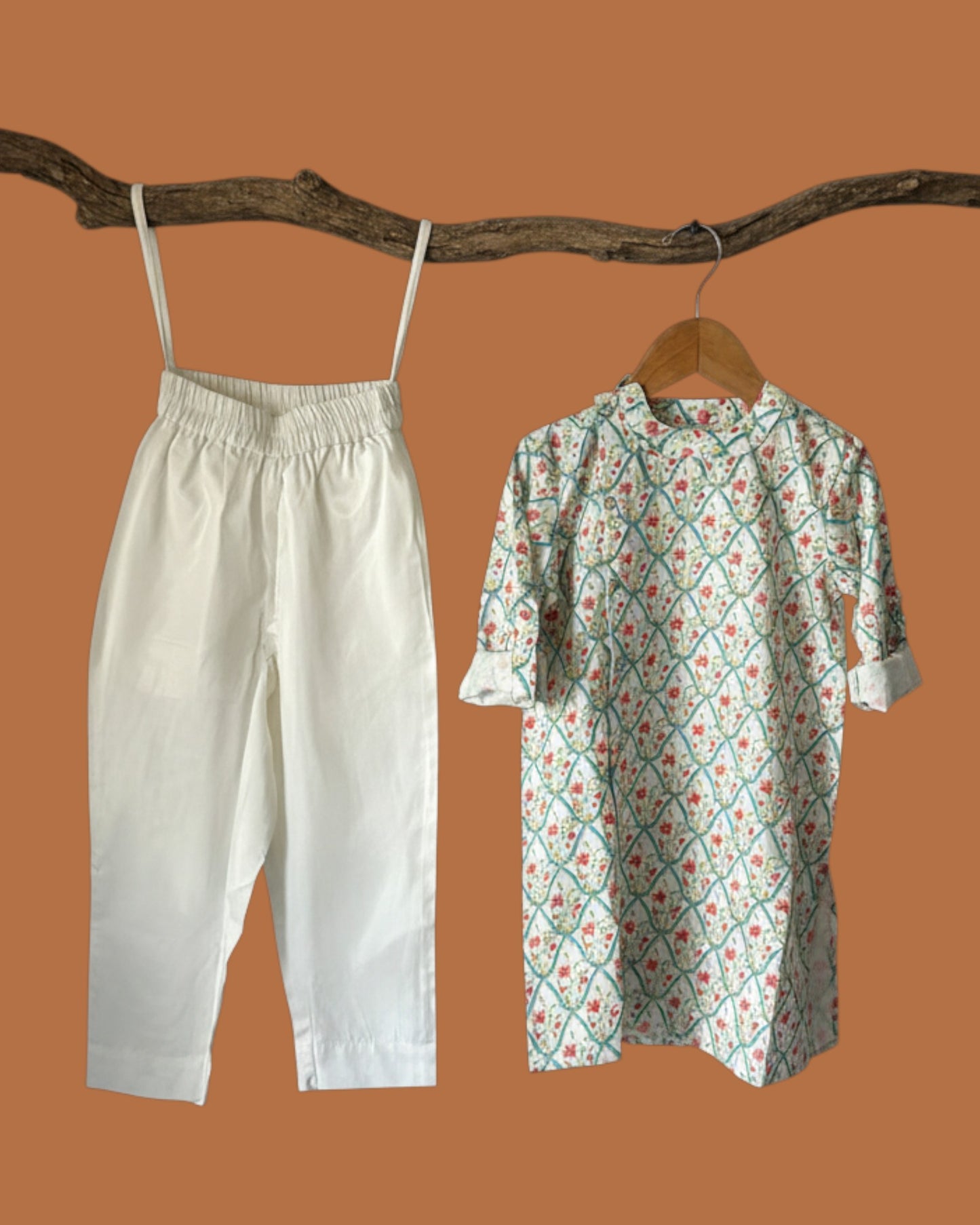 Mint Green Printed Kurta Pant Set